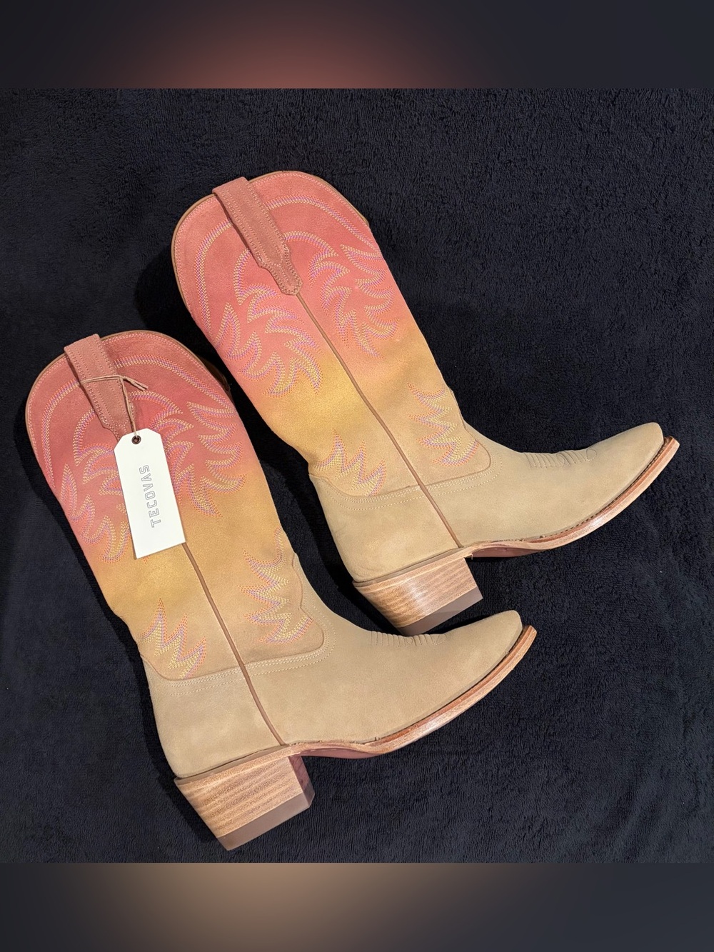 NWT Tecovas Annie Ombré Suede Snip Toe Cowgirl Boots